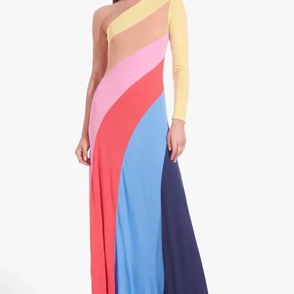 strapless open back dress DIANE VON FURSTENBERG One Shoulder Blue/Multicolor Silk Printed Dress  The  Untitled Boutique